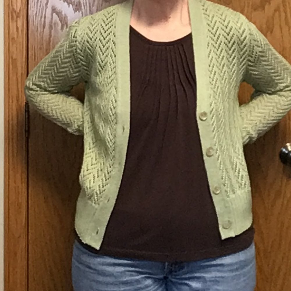 St Michael - Green crocheted look cardigan sweater - Picture 4 of 10